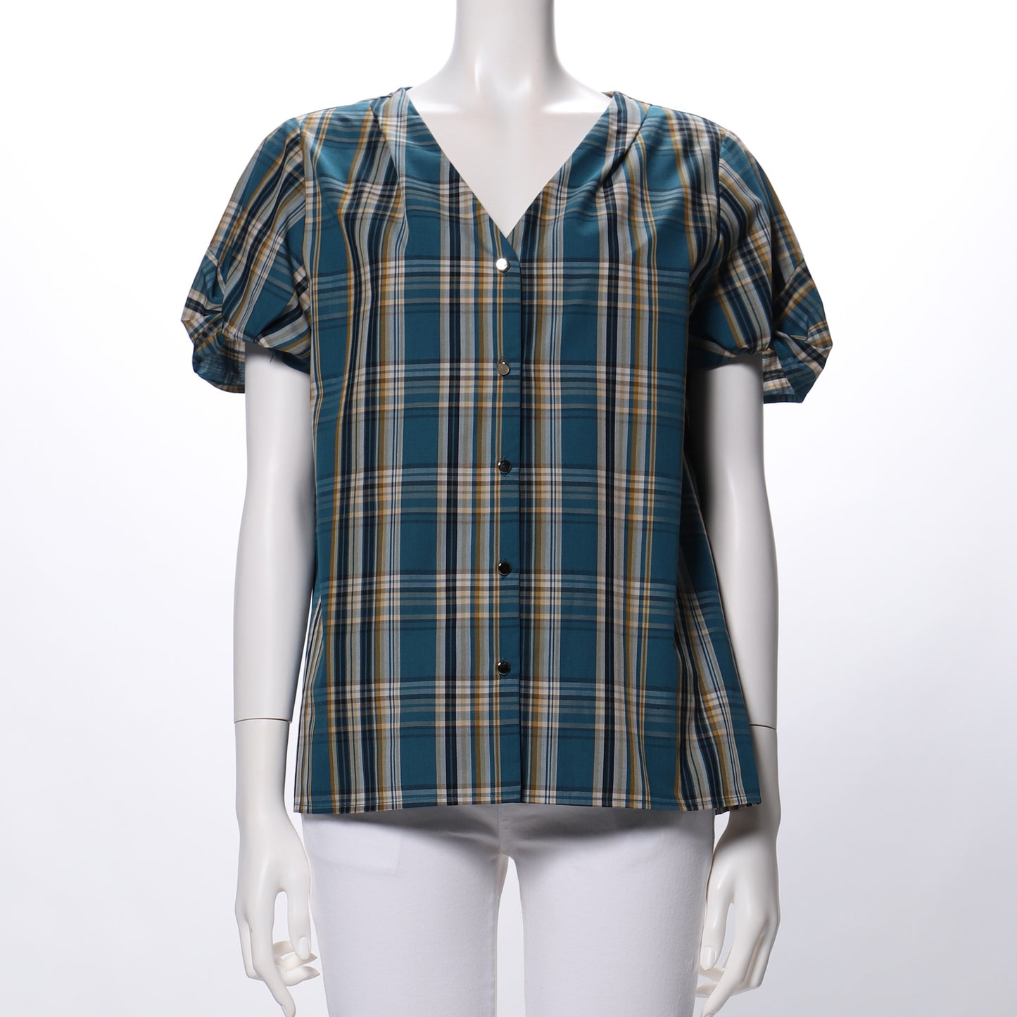 お袖デザインポイントのVネックブラウス