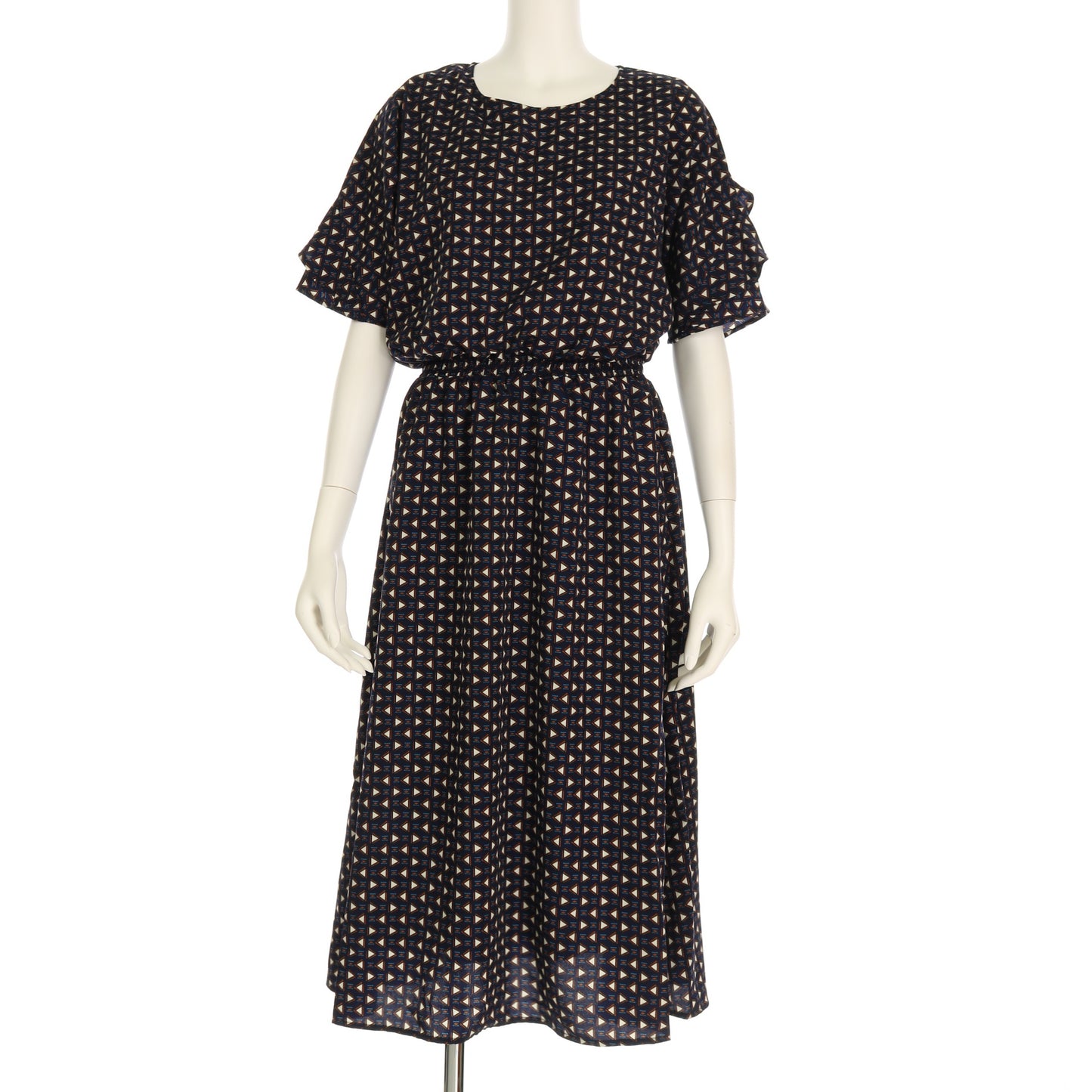 幾何学柄ワンピース