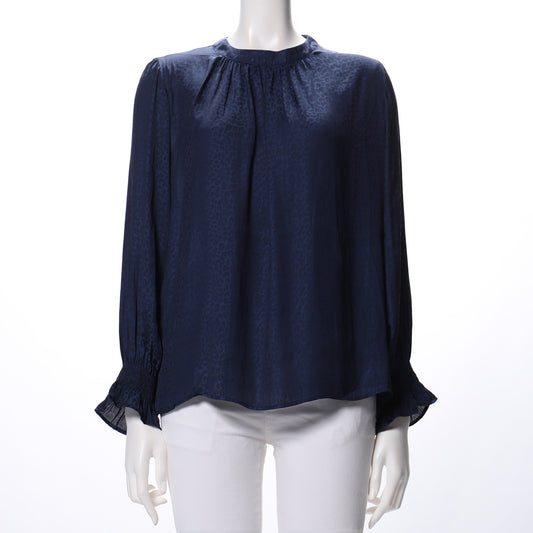 アニマル柄ギャザーネックブラウス