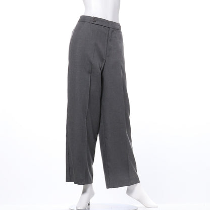 ウエストボタン付きストレートパンツ