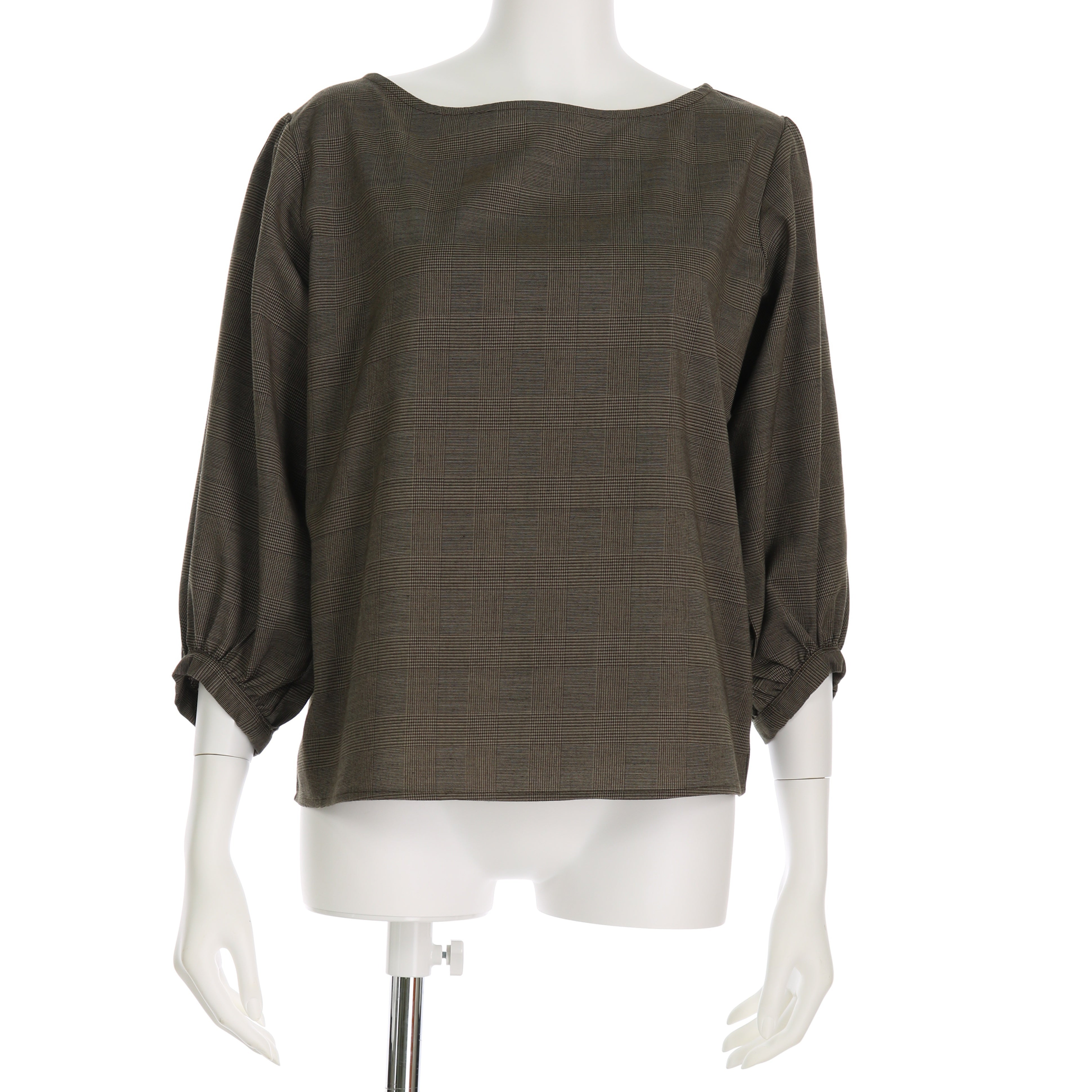 バルーンスリーブチェック柄ブラウス