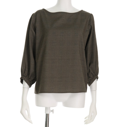 バルーンスリーブチェック柄ブラウス