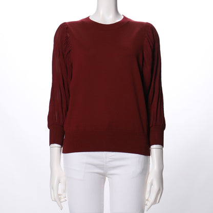 袖切り替えシフォンプリーツニット