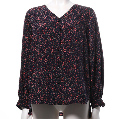 小花柄フロントボタンブラウス