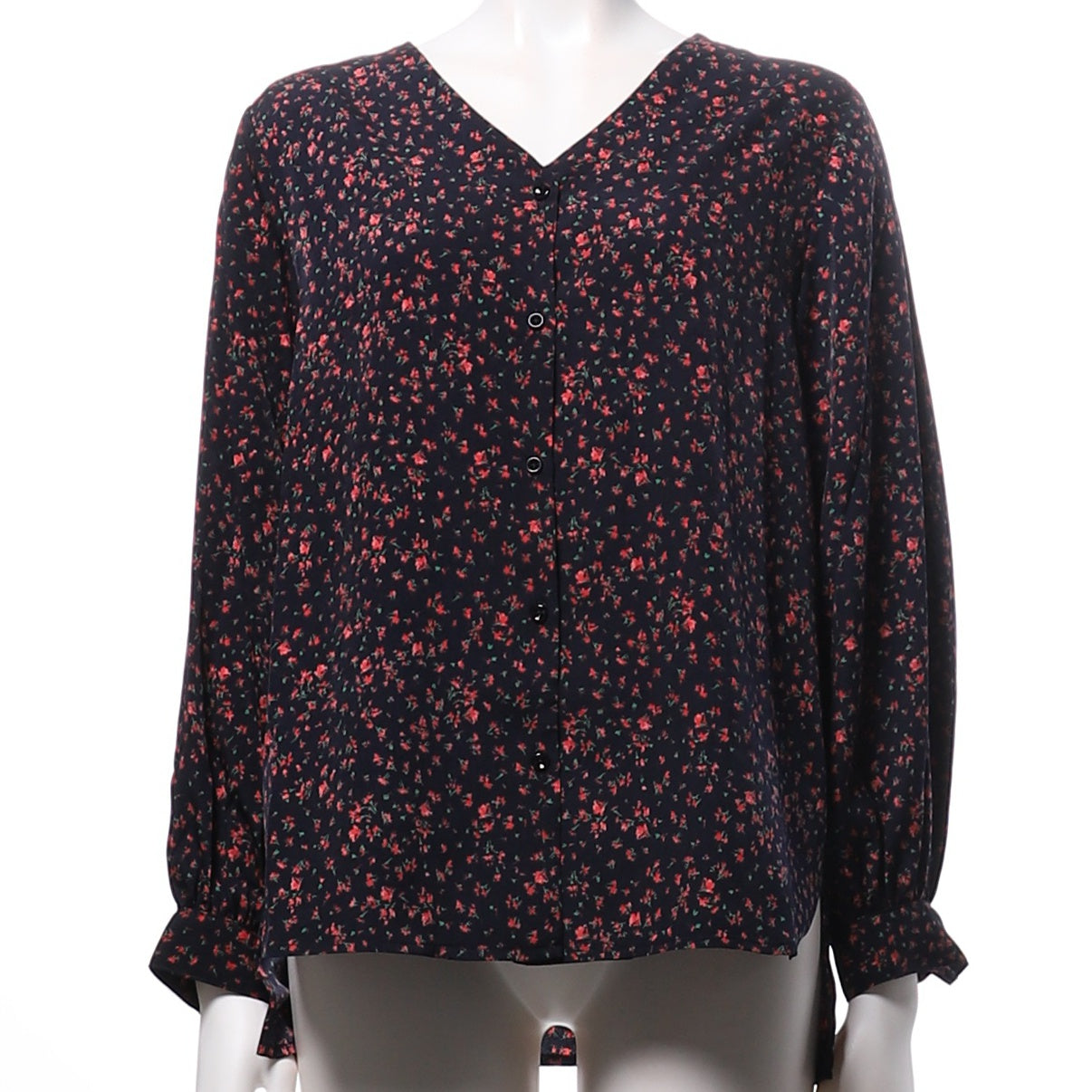 小花柄フロントボタンブラウス