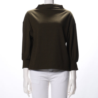 ボトルネックリブカットソー