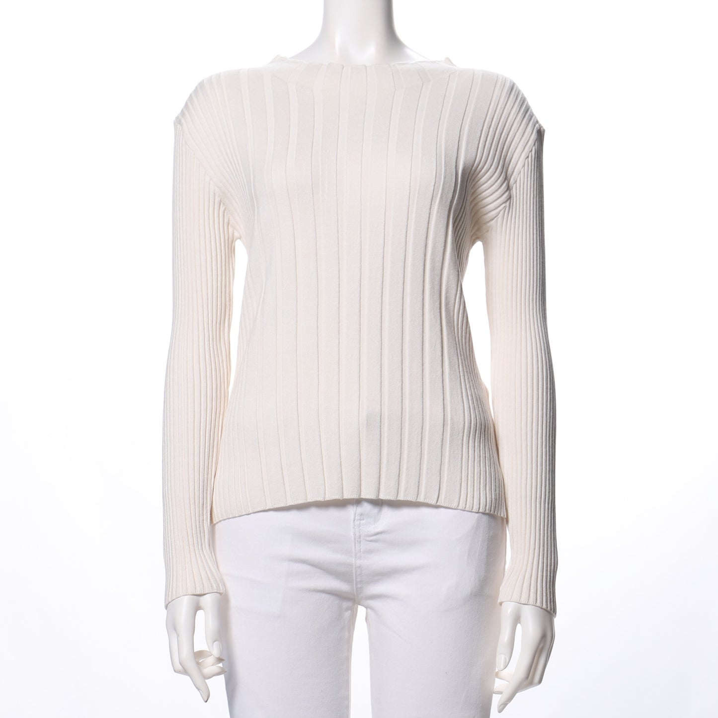 ミニボトルネックリブニット