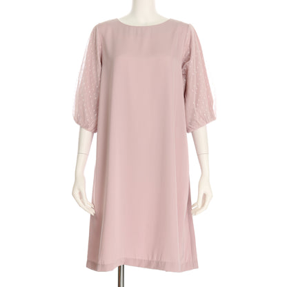 ドットチュール袖ワンピース