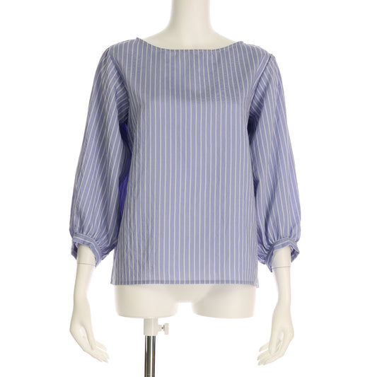 ストライプボートネックブラウス