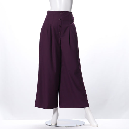 フロントボタンデザインハイウエストパンツ