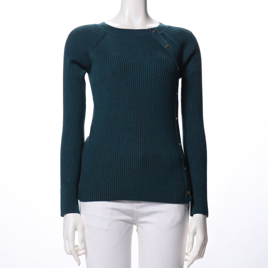 ヒートリブボタンニット