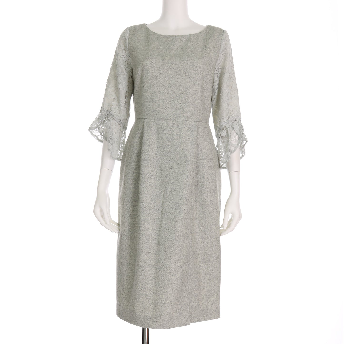 フロントスリットレース袖ワンピース