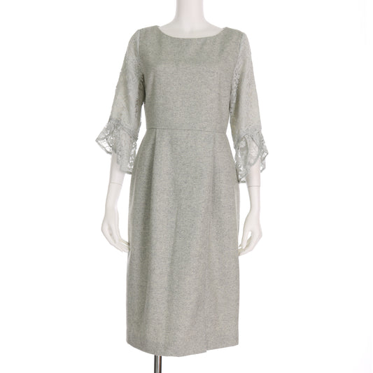 フロントスリットレース袖ワンピース