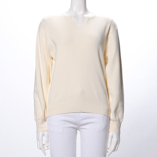 オープンフロントネックニット