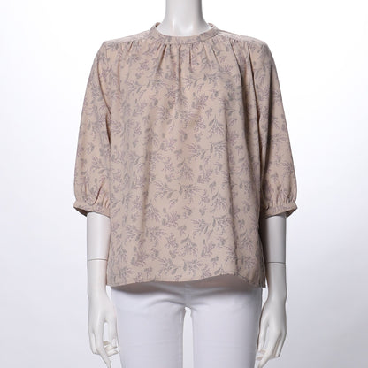 花柄ギャザードネックブラウス