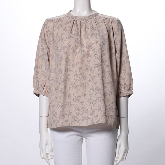 花柄ギャザードネックブラウス