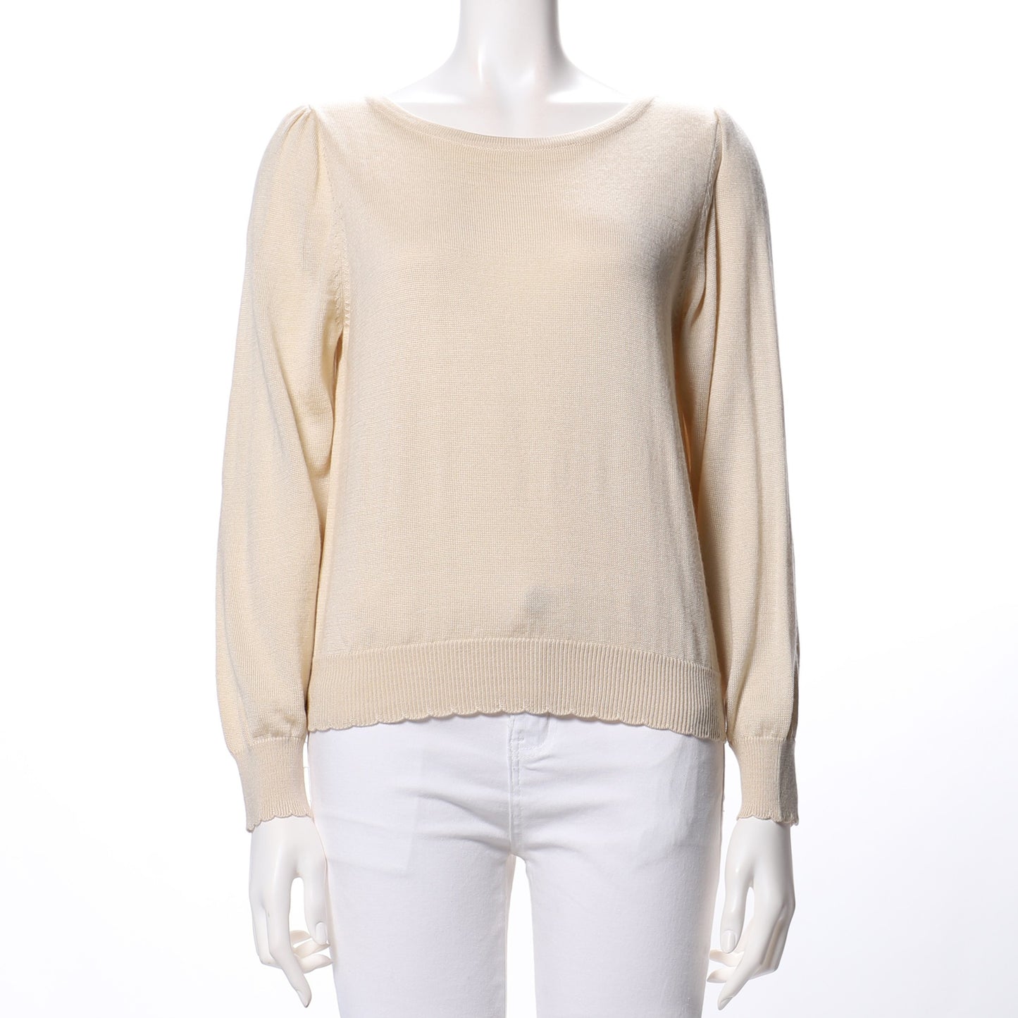 袖口スカラップデザインニット