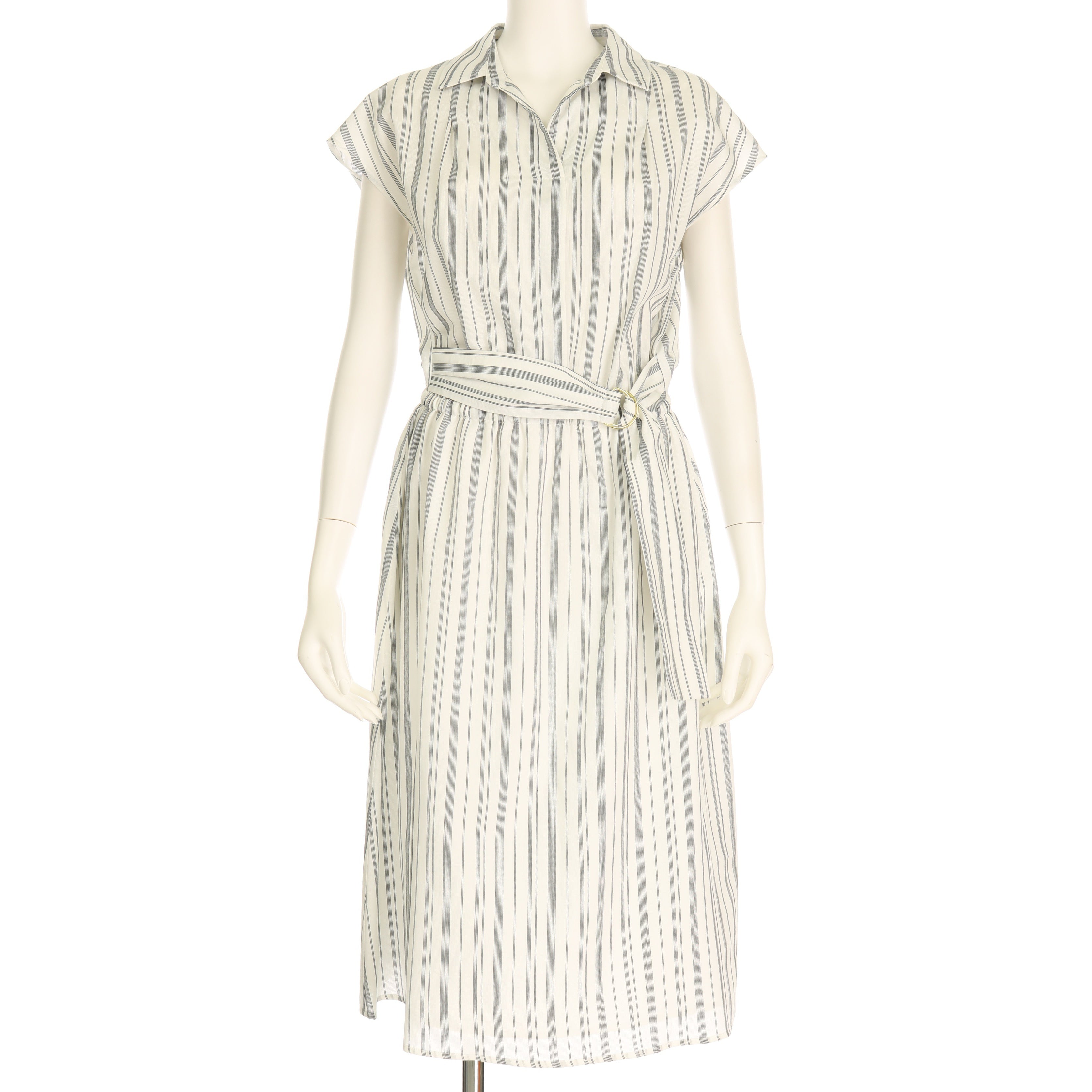 Dカンベルトストライプ柄ワンピース