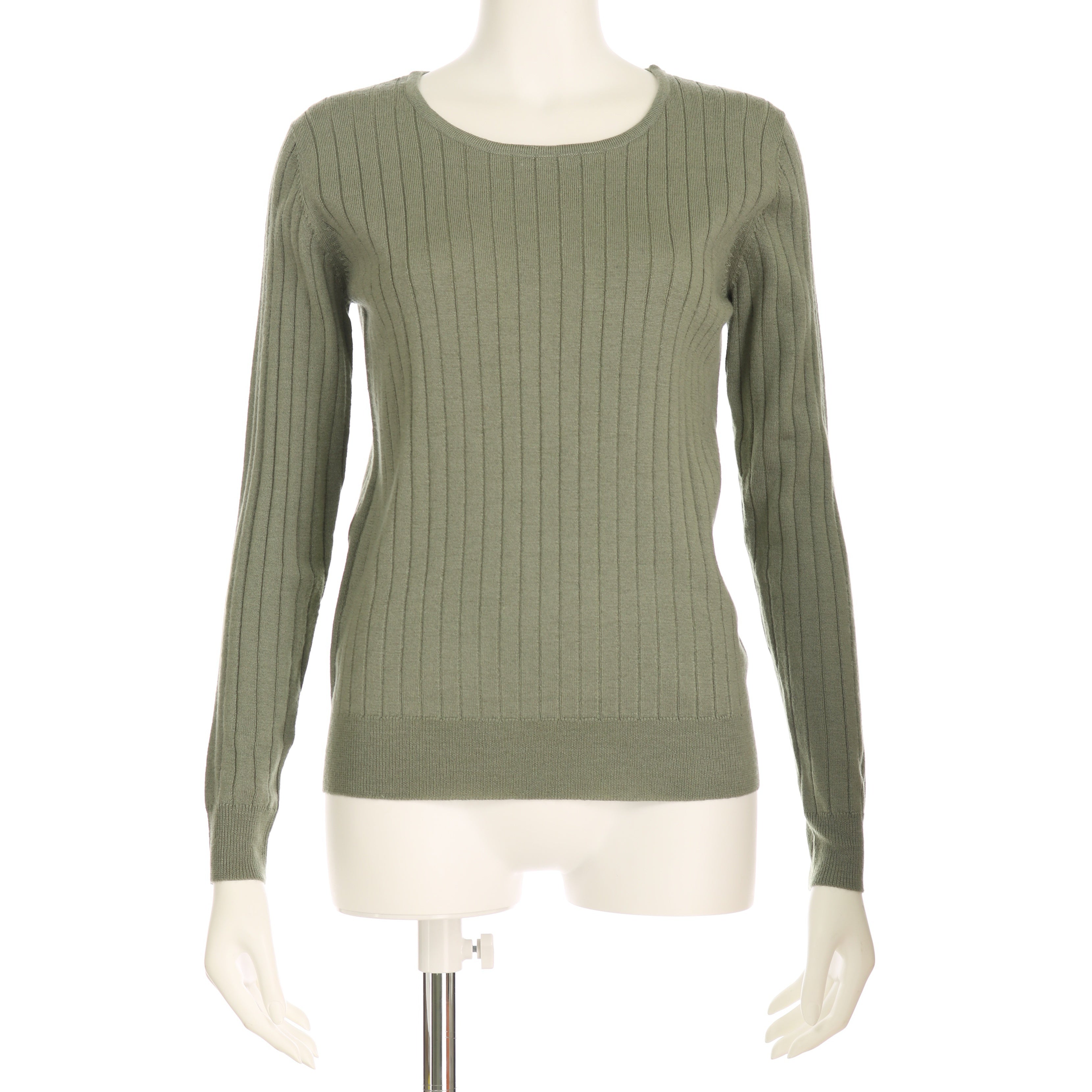 ワイドリブクルーネックニット