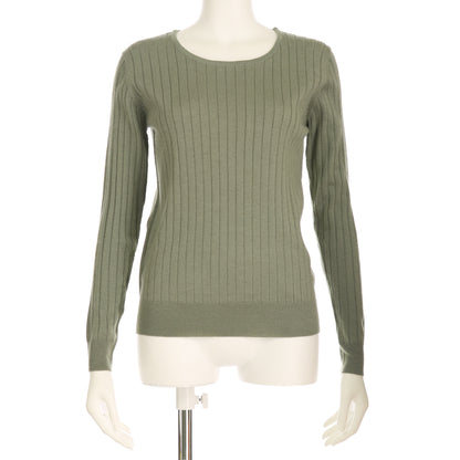 ワイドリブクルーネックニット