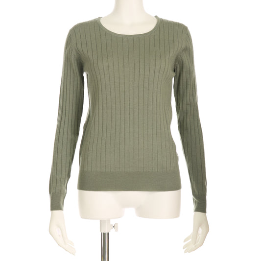 ワイドリブクルーネックニット