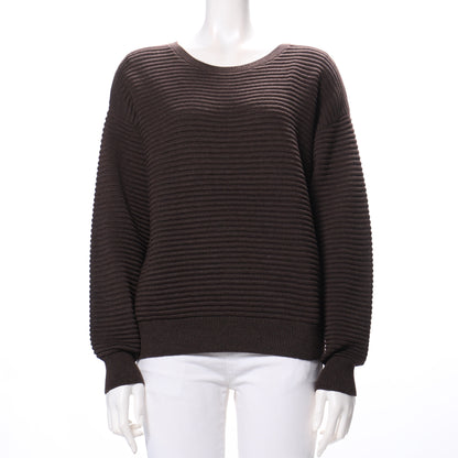 横リブラウンドネックセーター