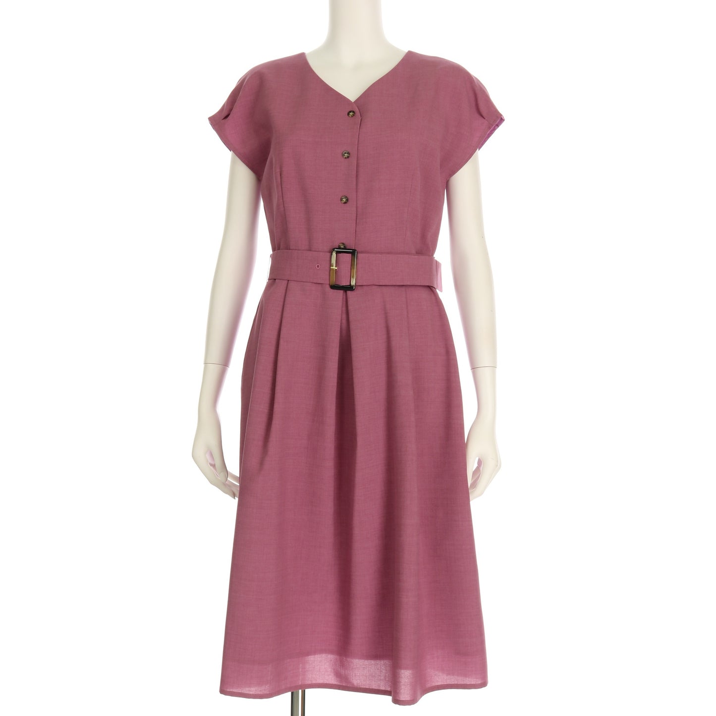 ベルト付きフレンチスリーブワンピース