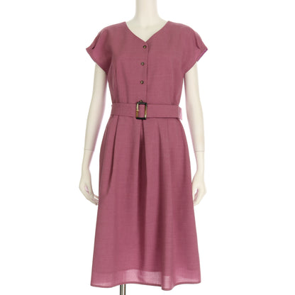 ベルト付きフレンチスリーブワンピース