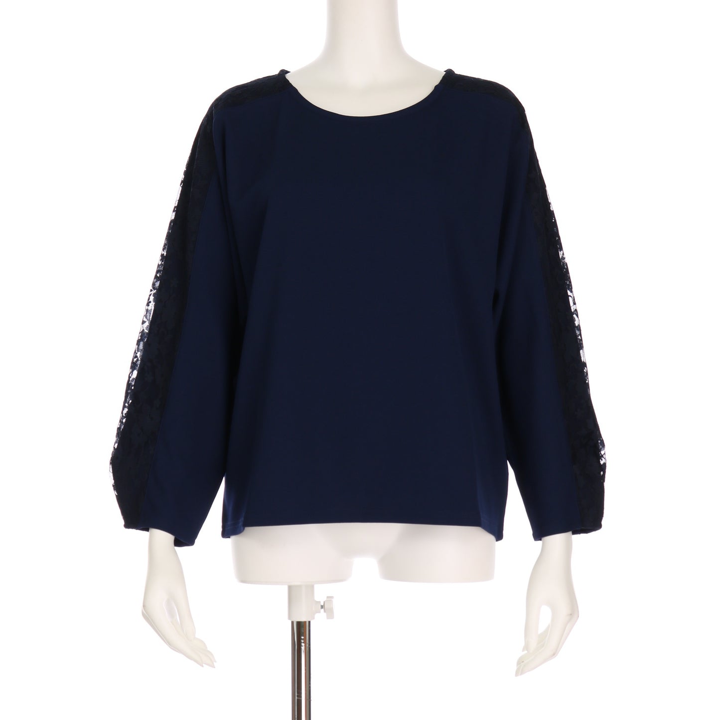 部分レースカットソー