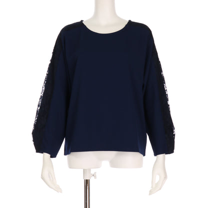 部分レースカットソー