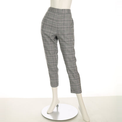 グレンチェック柄テーパードパンツ
