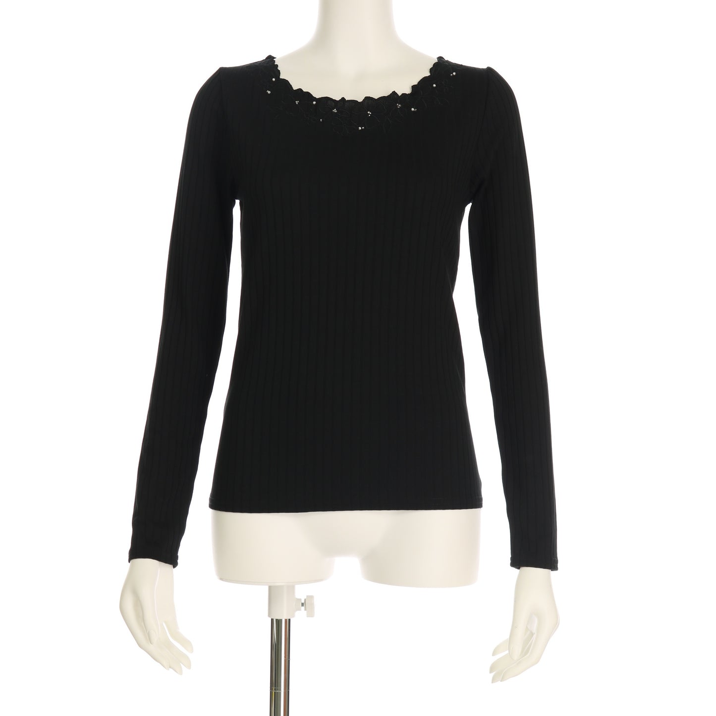 フラワーモチーフリブカットソー