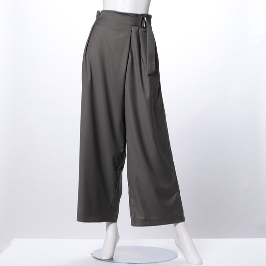 ベルト付きラップ風ワイドパンツ