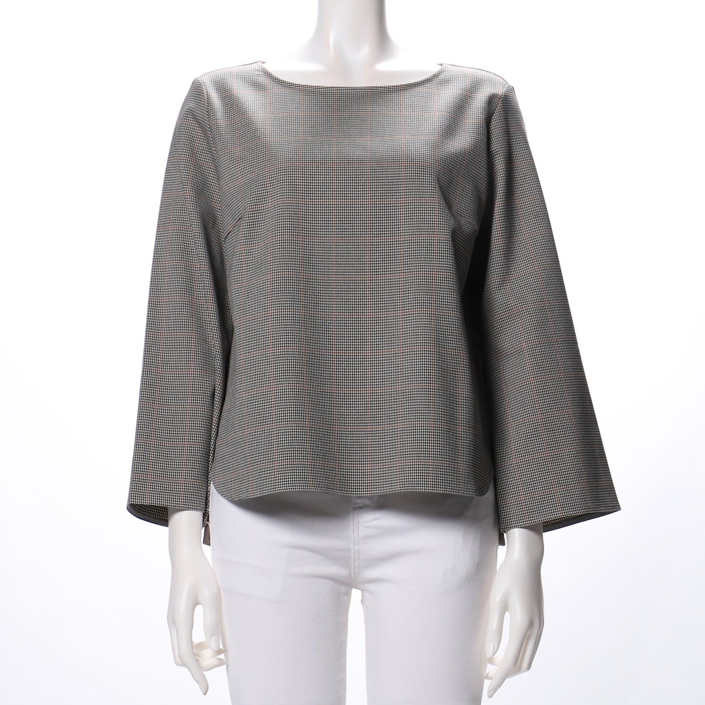 前後異素材ミックスチェックプルオーバー