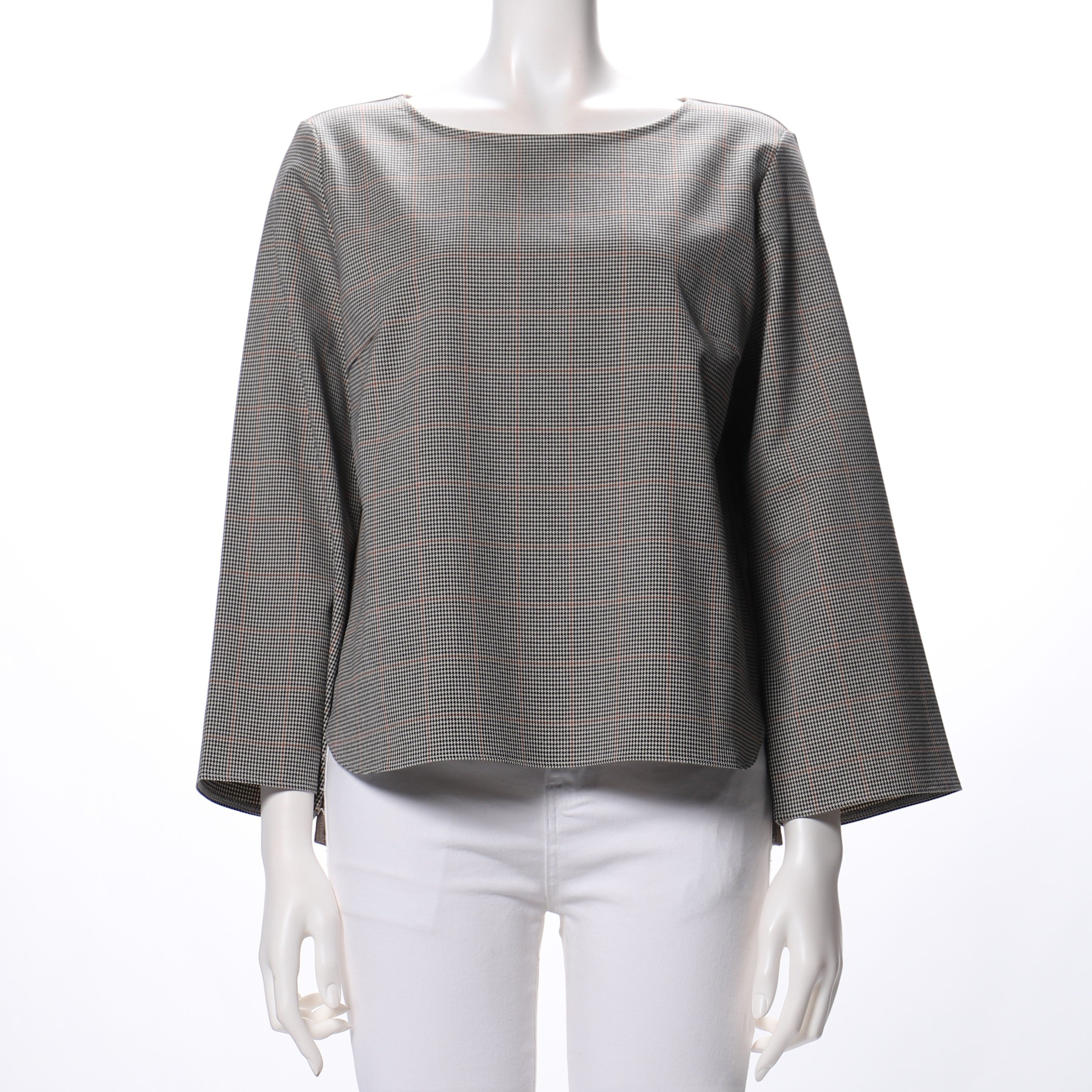 前後異素材ミックスチェックプルオーバー