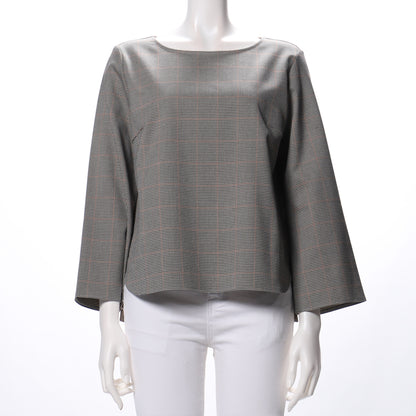 前後異素材ミックスチェックプルオーバー