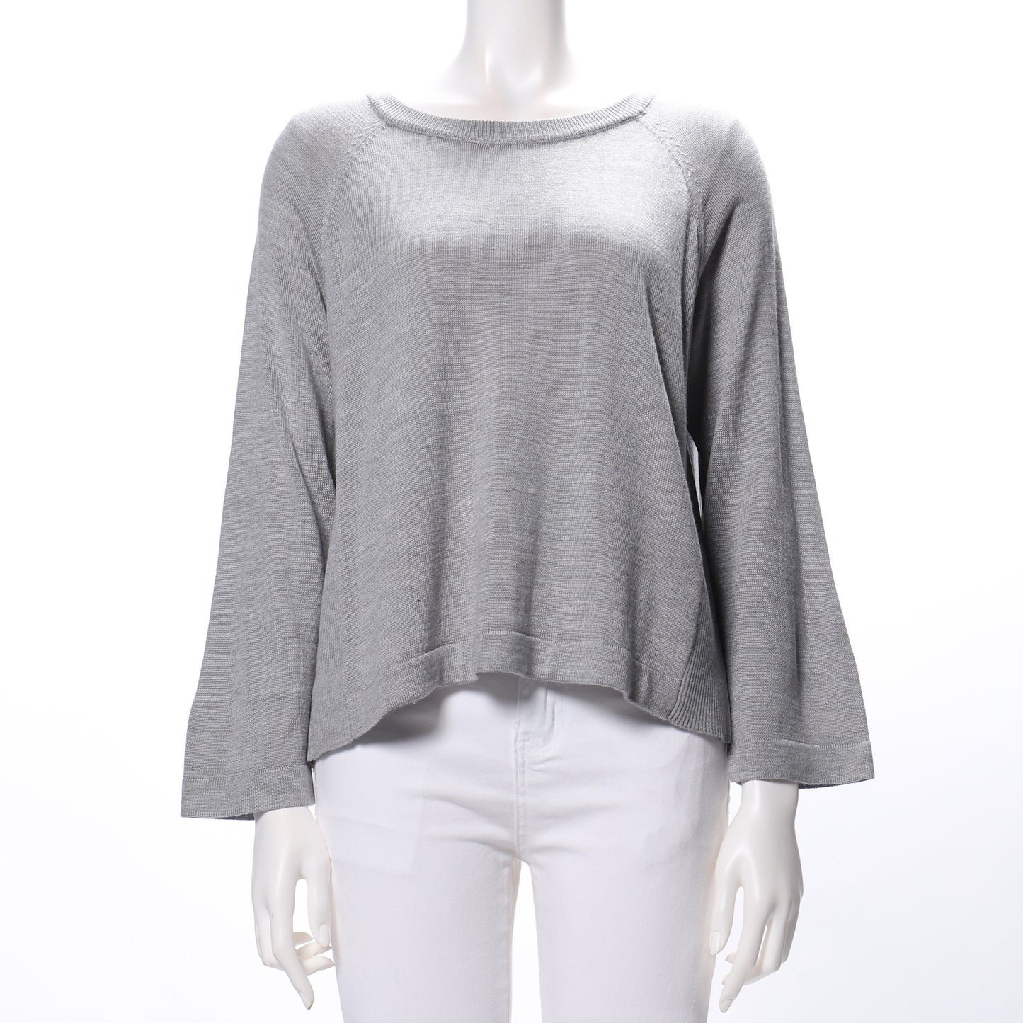 ラウンドネックラグランスリーブニット