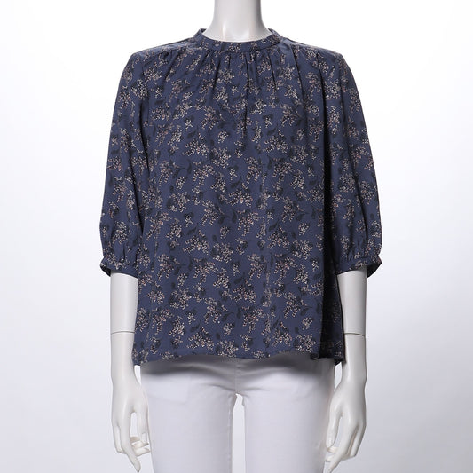 花柄ギャザードネックブラウス