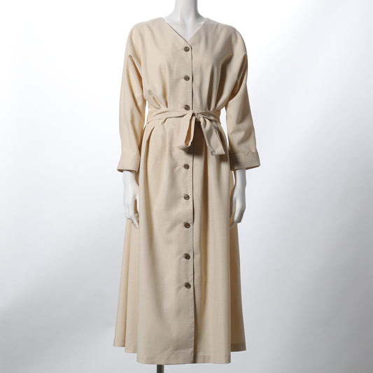 フロントボタンベルト付きワンピース