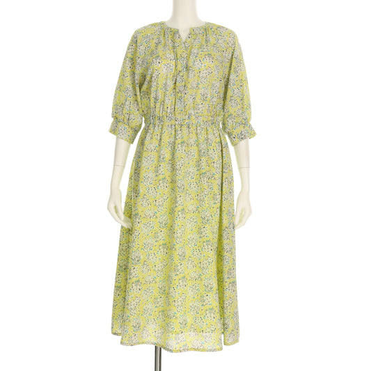 ソフトフラワープリントウエストゴム総柄ワンピース