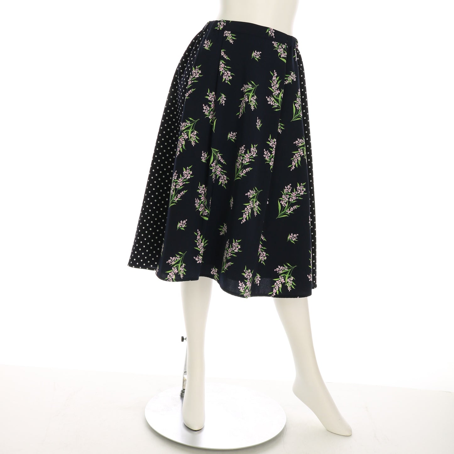 ミモザフラワードット柄花柄フレアスカート