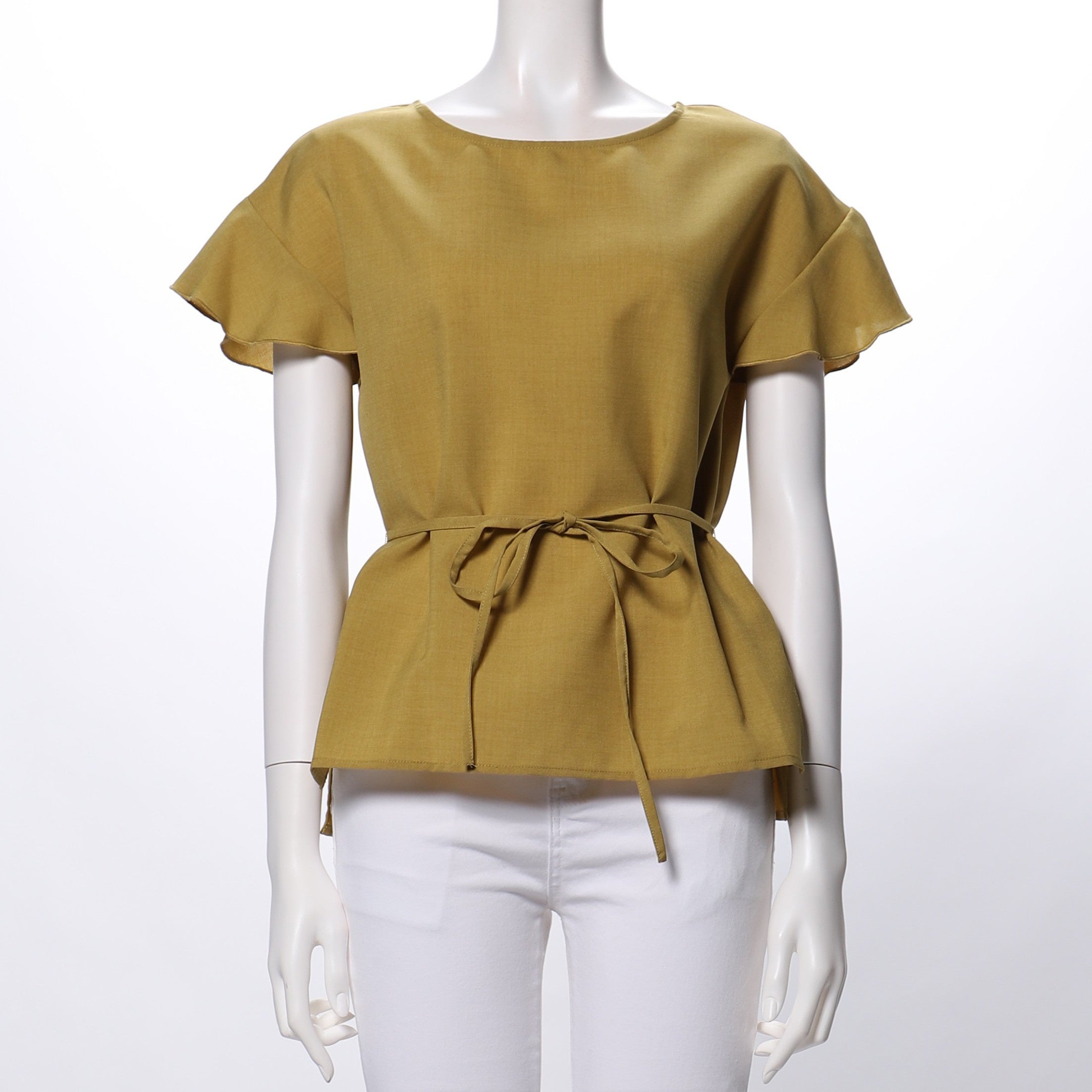 ウエストリボンベルトブラウス