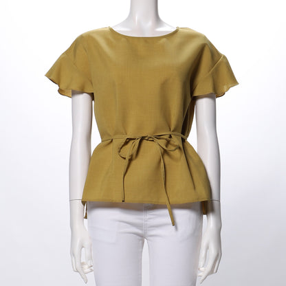 ウエストリボンベルトブラウス