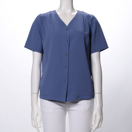 肩タックバーボタンブラウス