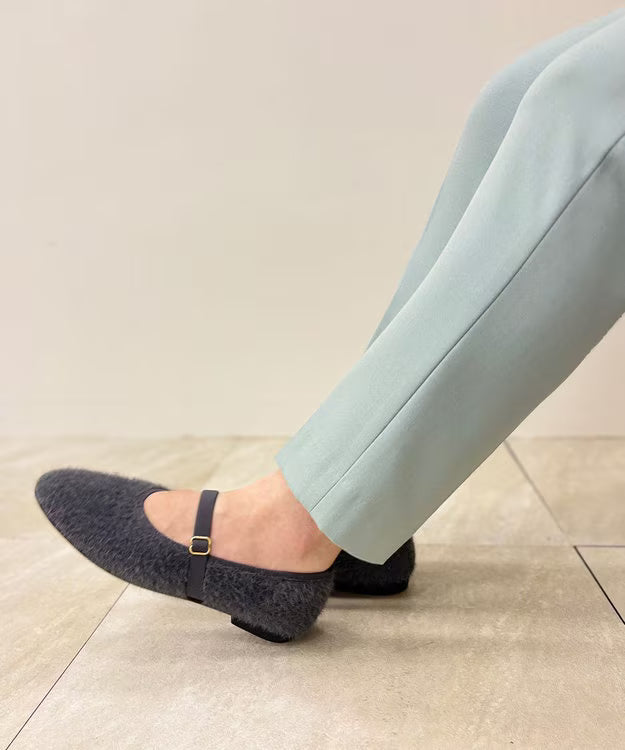 ラウンドファー パンプス【グレー】