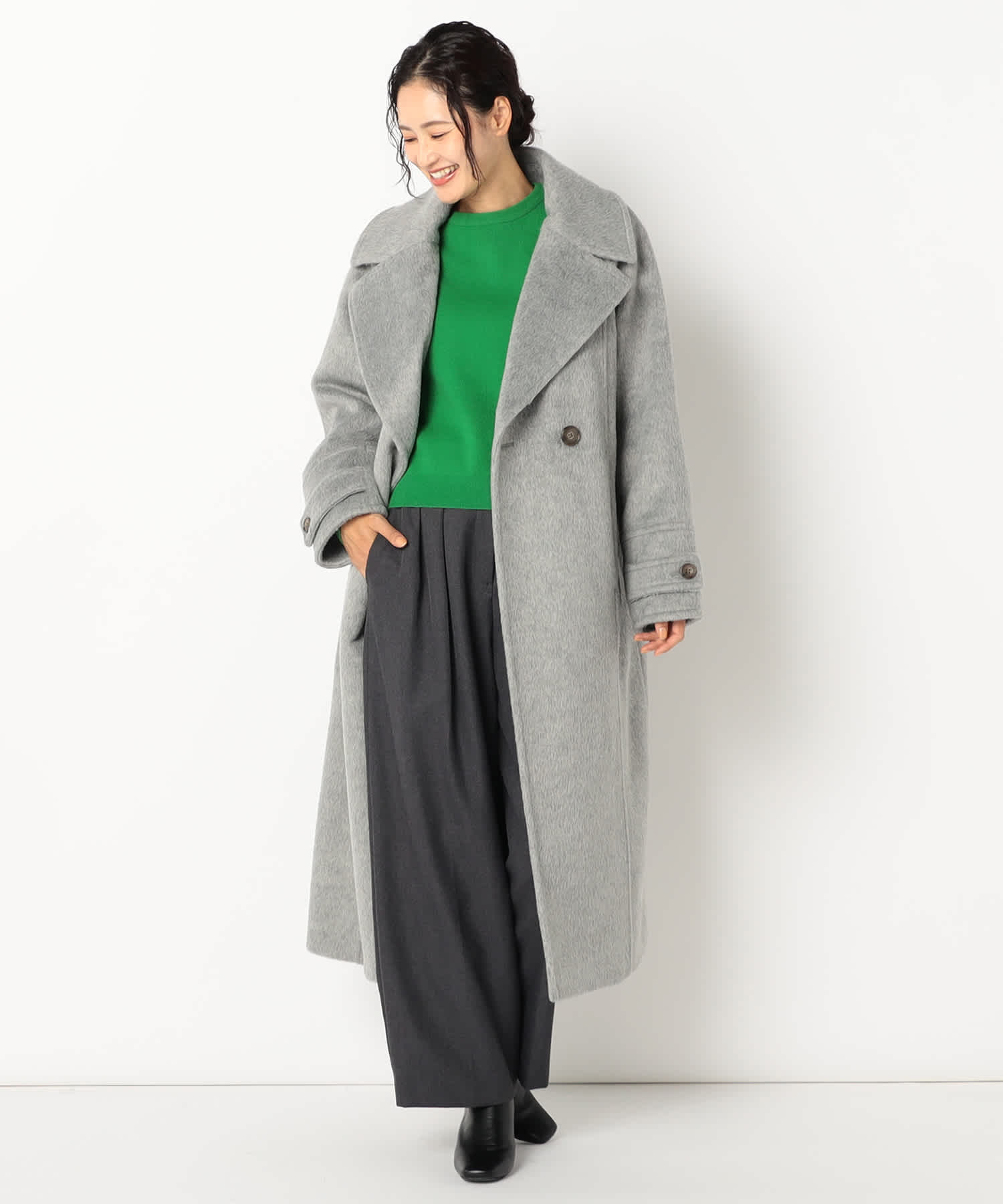 【特別価格20%OFF】ウールシンプルロングコート