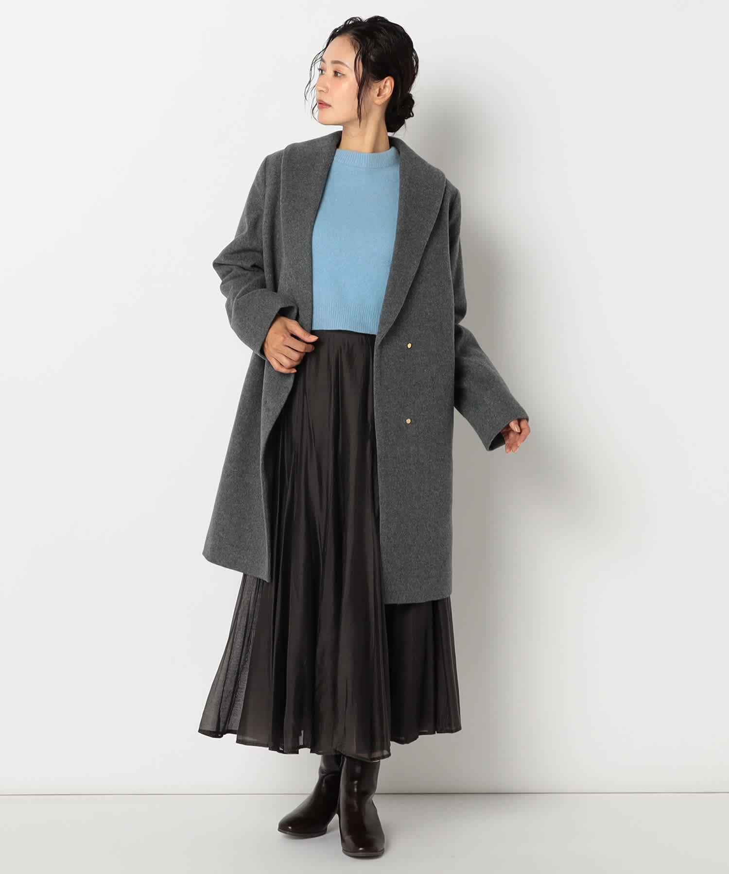 【特別価格20%OFF】ウールシンプルロングコート