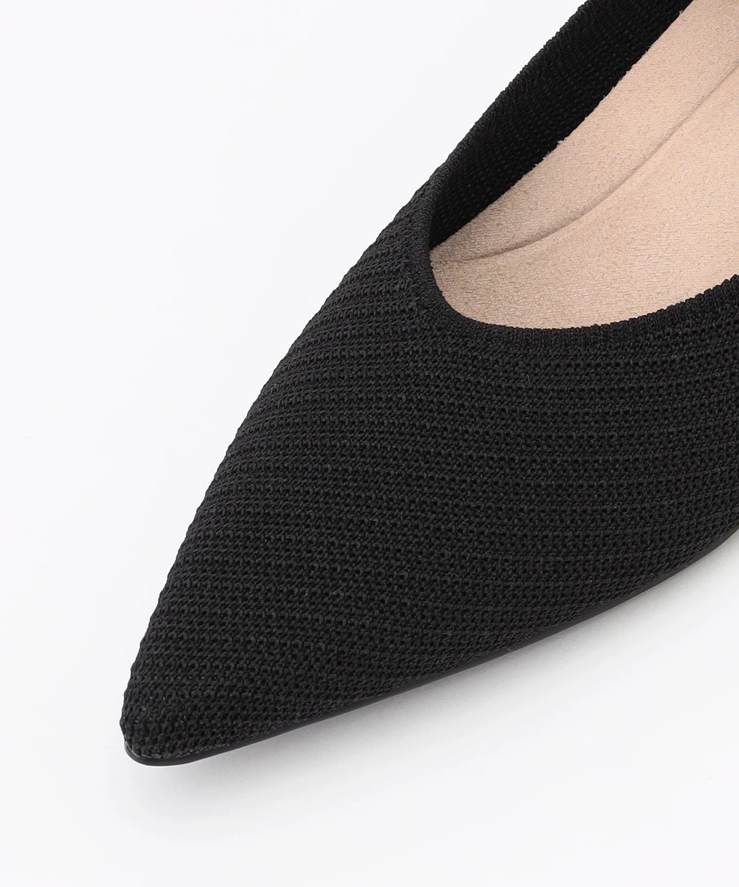 メタルヒール フラット パンプス【ブラック】