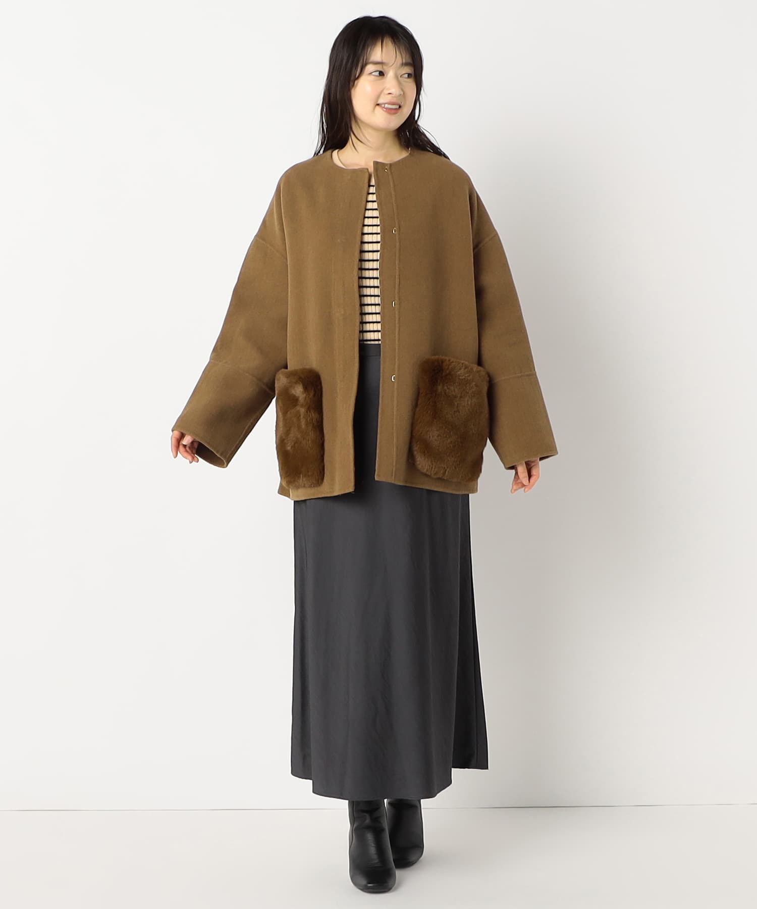 【特別価格20%OFF】ファーシンプルアウター