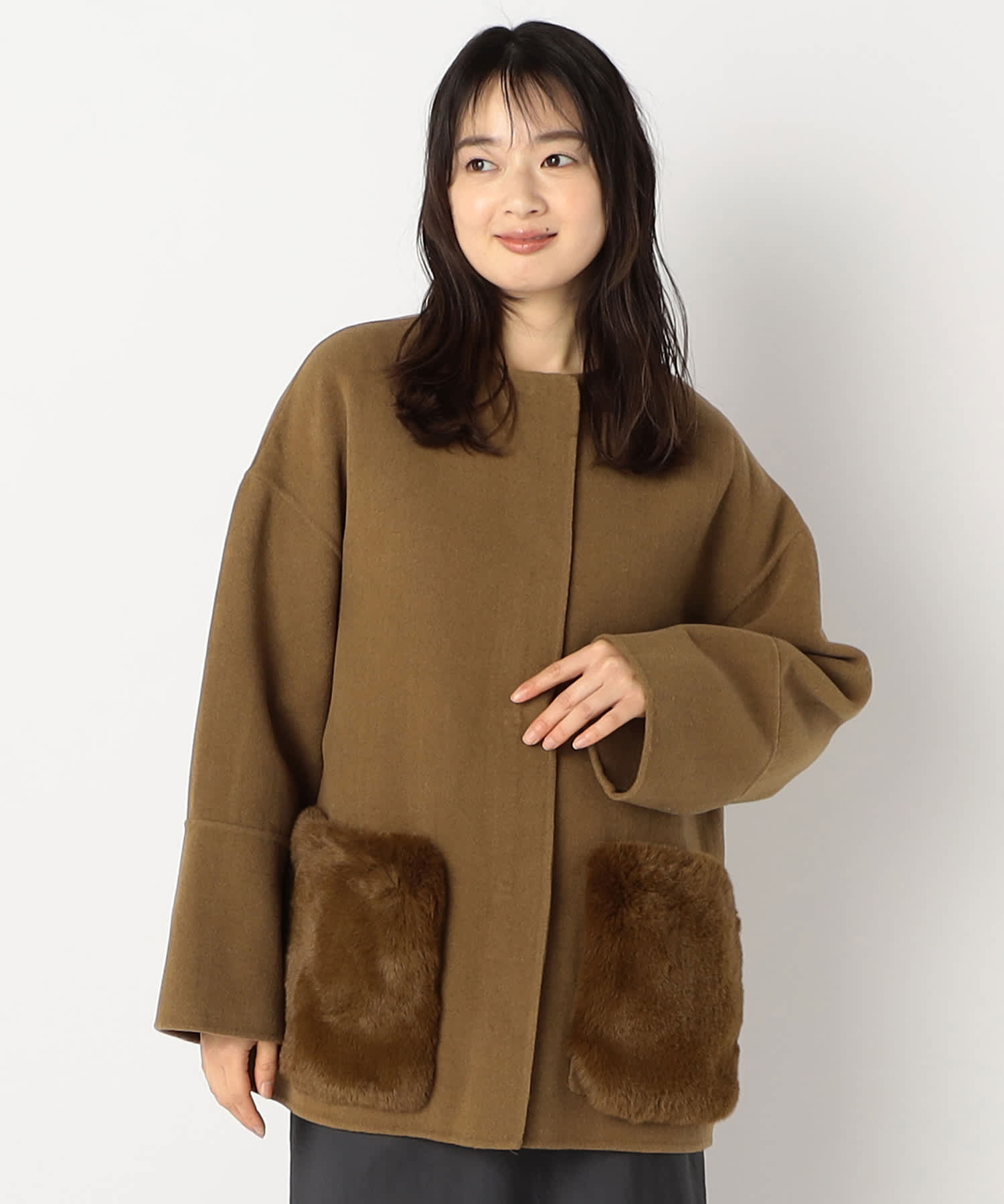 【特別価格20%OFF】ファーシンプルアウター